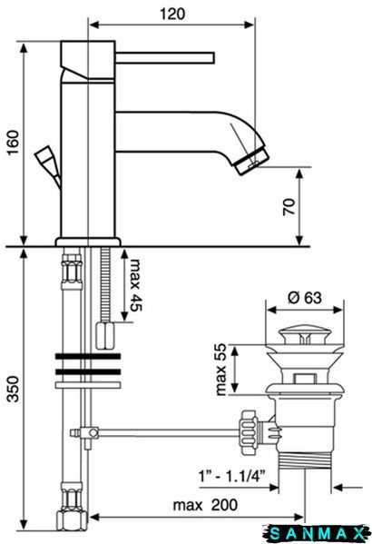 Змішувач Emmevi Piper для умивальника хр CR45003 CR45003 фото