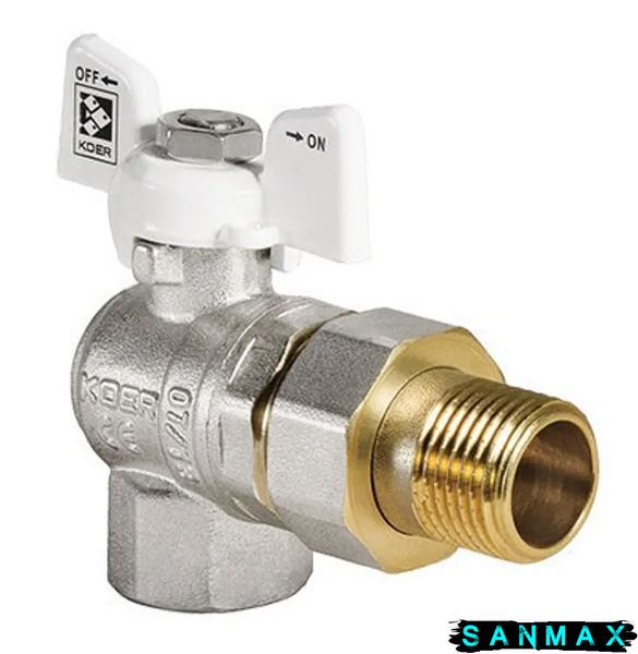 Кран з американкою кутовий 3/4 Koer KR.228.W Білий метелик (KR0100) KR0100 фото