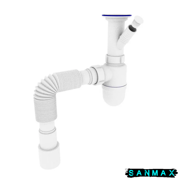Сифон для умивальника Zerix Su-02-B 1 1/2"x40 з відведенням для пральної машини (ZX4949) ZX4949 фото