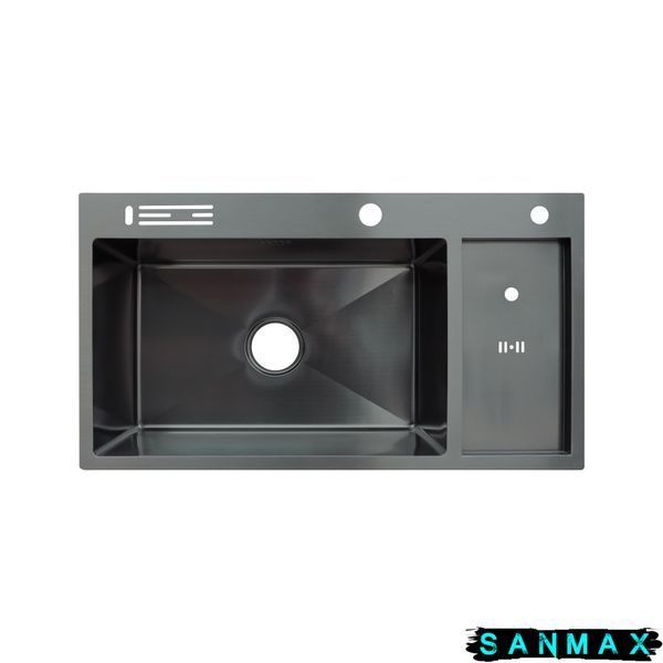 Мийка Zerix ZH8245-SET-08 Micro Decor Graphite з нержавіючої сталі (колір графіт) (ZM5594) ZM5594 фото