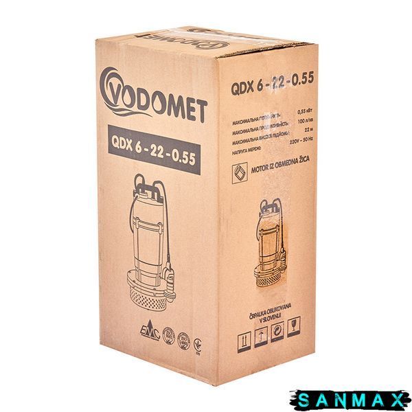 Насос дренажний Vodomet QDX 6-22-0.55 (корп.алюміній) (VO4189) VO4189 фото