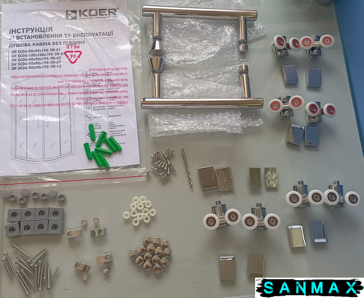Душова кабіна без піддону Koer SR SC04-100x100x195-TR-01 прозоре скло Easy Clean 5мм, хром (KR5361) KR5361 фото