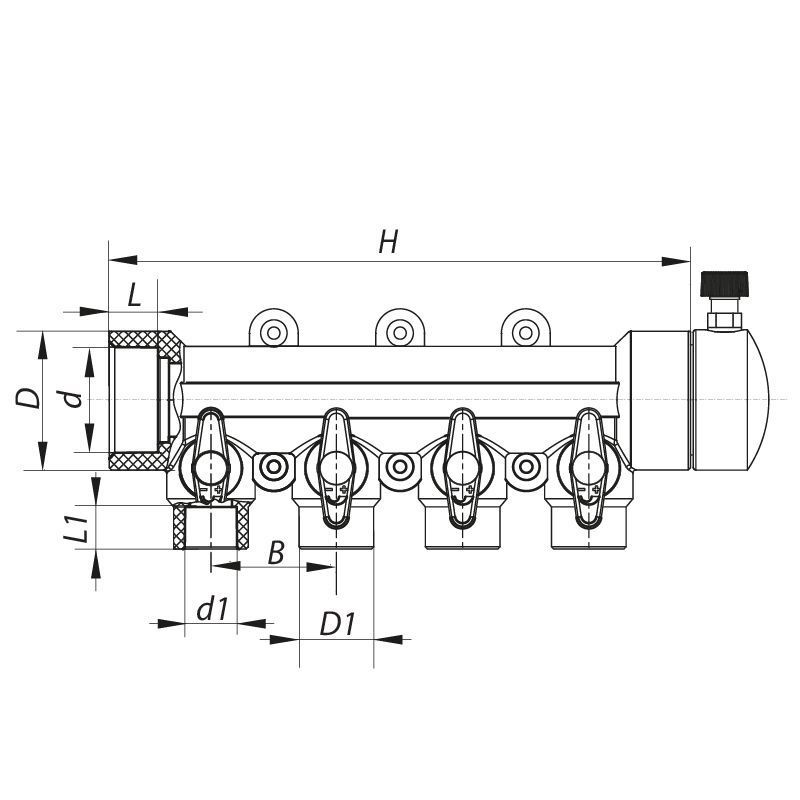 Колектор 4-way з кульовими кранами 40x20 PPR Koer K0171.PRO 24 (KP0221) KP0221 фото
