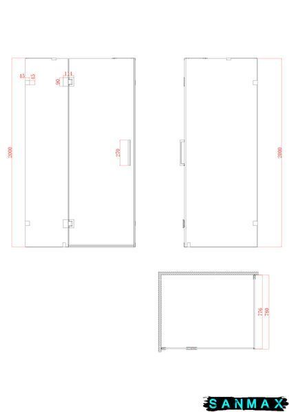 Бічна стінка до кабіни Koer SR SW04-80x200-TR-01 прозоре скло Easy Clean 10мм, хром (KR5389) KR5389 фото