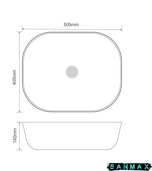 Умивальник накладний керамічний Mixxus Premium Diverse-0107 505х405х140mm (MP6550) MP6550 фото
