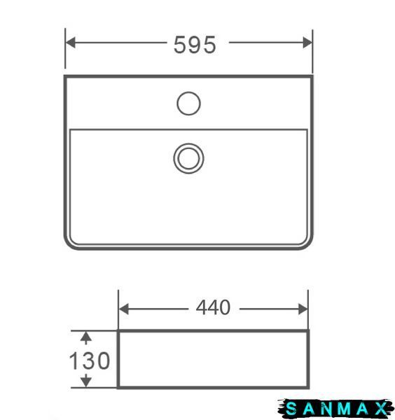 Умивальник накладний керамічний з переливом Mixxus Prmium Quadro-0202 600x420x120mm (MP6479) MP6479 фото