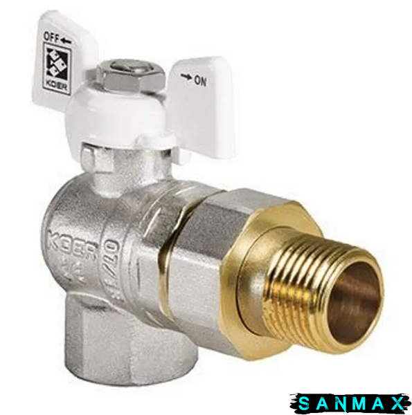 Кран з американкою кутовий 1 Koer KR.228.W Білий метелик (KR5105) KR5105 фото