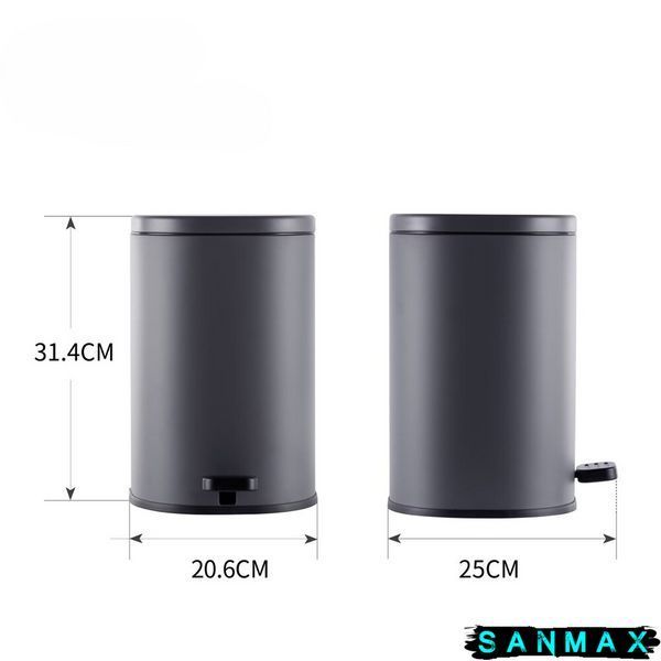 Відро для сміття з плавним закриттям овальне Mixxus Premium Olivary-TC0105 Graphite 5 л колір графіт (MI7063) MI7063 фото