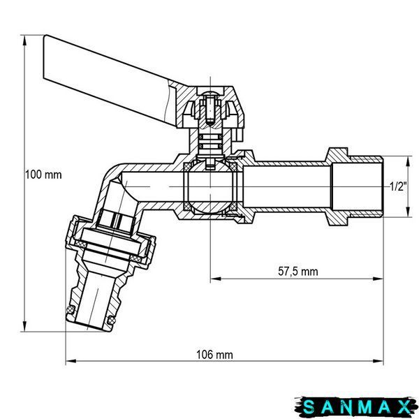 Кран поливу 1/2 Koer KR.259 з конектором для швидкого підключення (KR3128) KR3128 фото