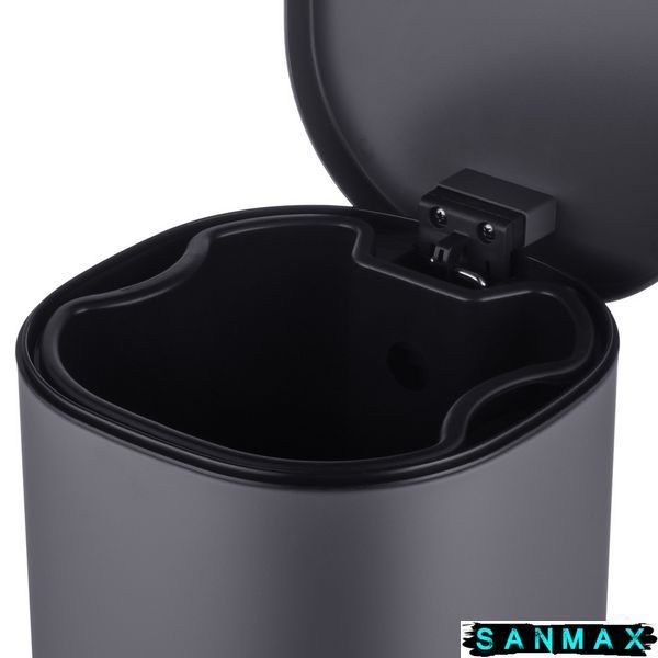 Відро для сміття з плавним закриттям овальне Mixxus Premium Olivary-TC0105 Graphite 5 л колір графіт (MI7063) MI7063 фото