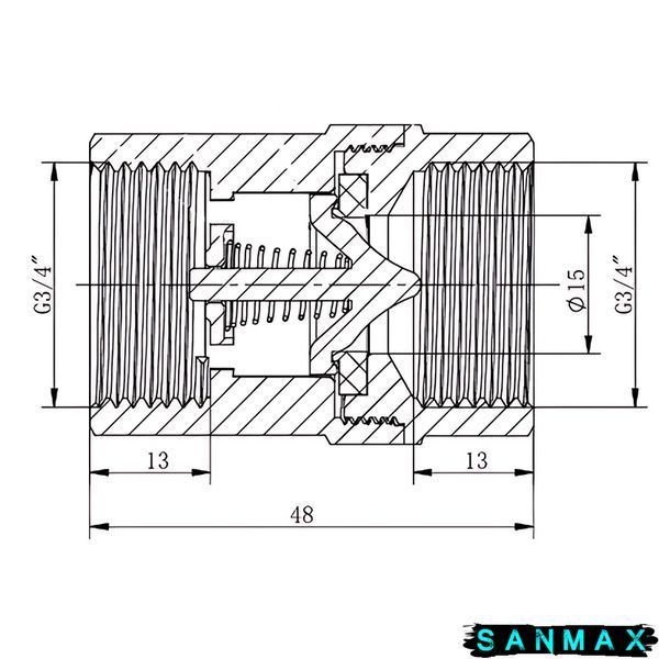 Клапан зворотній конусний Koer KR.176-20.WN - 3/4" (KR5779) KR5779 фото