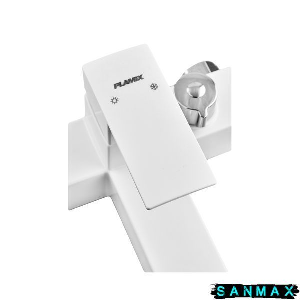 Змішувач для ванни Plamix Kubus-009 Euro Set Білий (з шлангом, лійкою та кронштейном) (PM0673) PM0673 фото