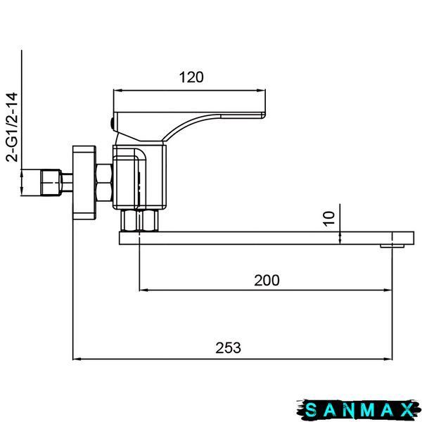 Змішувач для кухні зі стіни Koer KB-73010-05 Чорний (KR3491) KR3491 фото