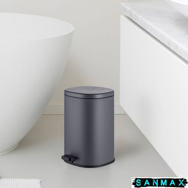 Відро для сміття з плавним закриттям овальне Mixxus Premium Olivary-TC0105 Graphite 5 л колір графіт (MI7063) MI7063 фото