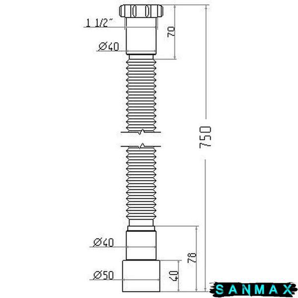 Гнучка труба 1 1/2х40/50 750 мм Waterstal (AC-1013) AC-1013 фото
