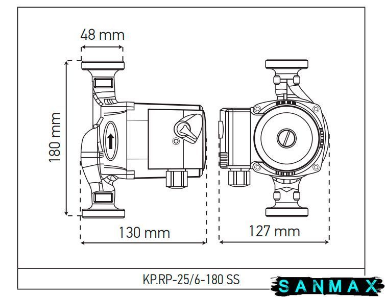 Рециркуляційний насос Koer KP.RP-25/6-180 SS (з гайками) (KP2795) KP2795 фото