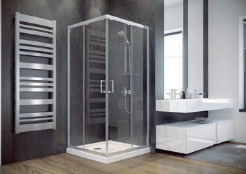 Кабіна квадратна Besco Modern 80x80x185 скло прозоре, профіль хромований MK-80-185-C фото