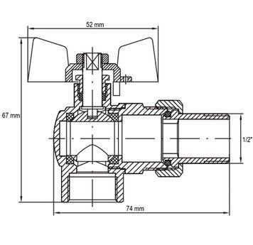 Кран з американкою кутовий 1/2 "антіпротікання" Koer KR.228-Gi Червоний метелик (KR0196) KR0196 фото