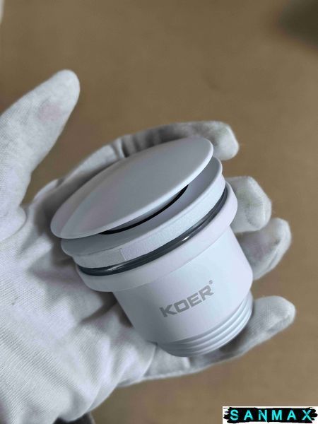 Донний клапан для умивальника універсальний Koer PW-01-03 Білий (KR3402) KR3402 фото
