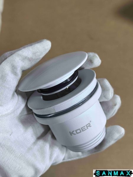 Донний клапан для умивальника універсальний Koer PW-01-03 Білий (KR3402) KR3402 фото