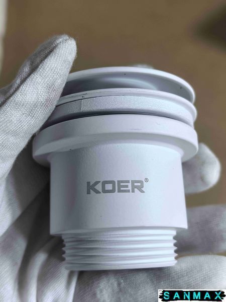 Донний клапан для умивальника універсальний Koer PW-01-03 Білий (KR3402) KR3402 фото