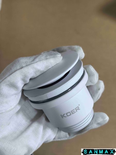 Донний клапан для умивальника універсальний Koer PW-01-03 Білий (KR3402) KR3402 фото