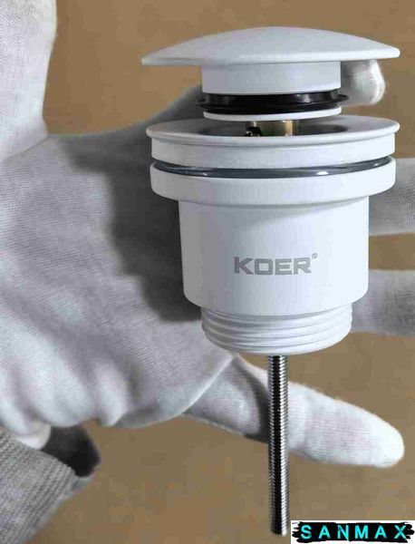 Донний клапан для умивальника універсальний Koer PW-01-03 Білий (KR3402) KR3402 фото