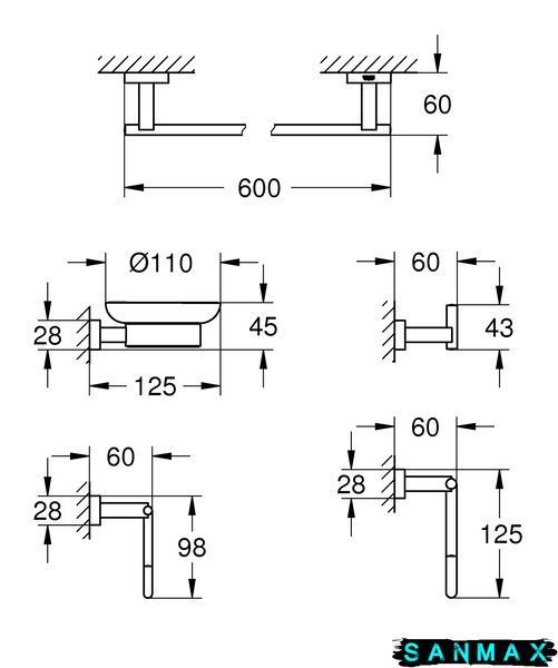 Набір аксесуарів 5 в 1 Grohe Essentials Cube New (40758001) 40758001 фото