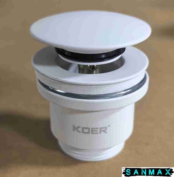 Донний клапан для умивальника універсальний Koer PW-01-03 Білий (KR3402) KR3402 фото