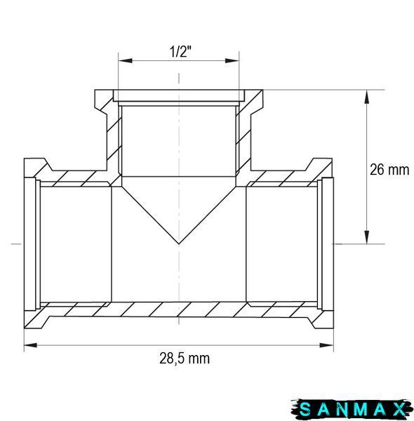 Трійник латунний 1/2 ВВВ Кoer КF T06F. WN (KR3028) KR3028 фото