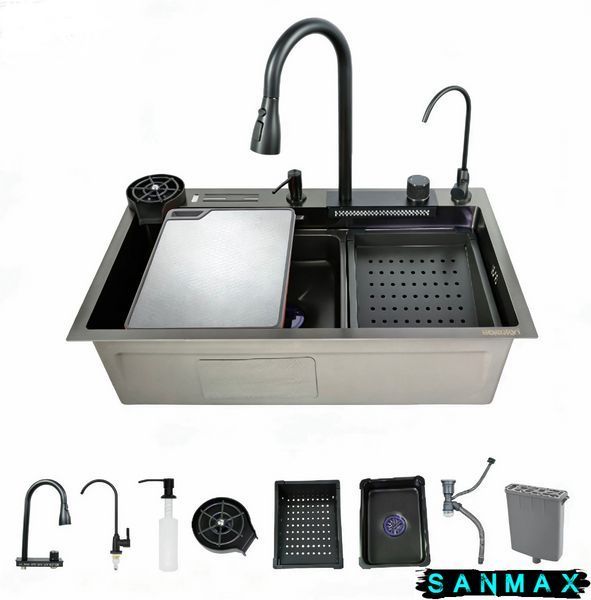 Мийка багатофункціональна Zerix ZH7546-SET-06 Micro Decor Graphite з вбудованим змішувачем з нерж.сталі (ZM5587) ZM5587 фото