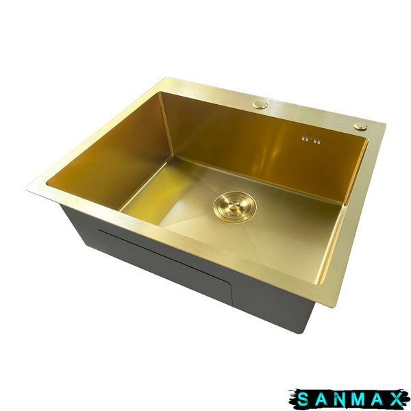 Кухонна інтегрована мийка Mixxus MH6050 Micro Decor Brushed Gold (3.0/0.8) Нерж Матове Золото (MI8222) MI8222 фото