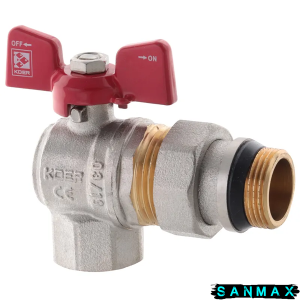Кран з американкою кутовий 1/2 "антіпротікання" Koer KR.228-Gi Червоний метелик (KR0196) KR0196 фото