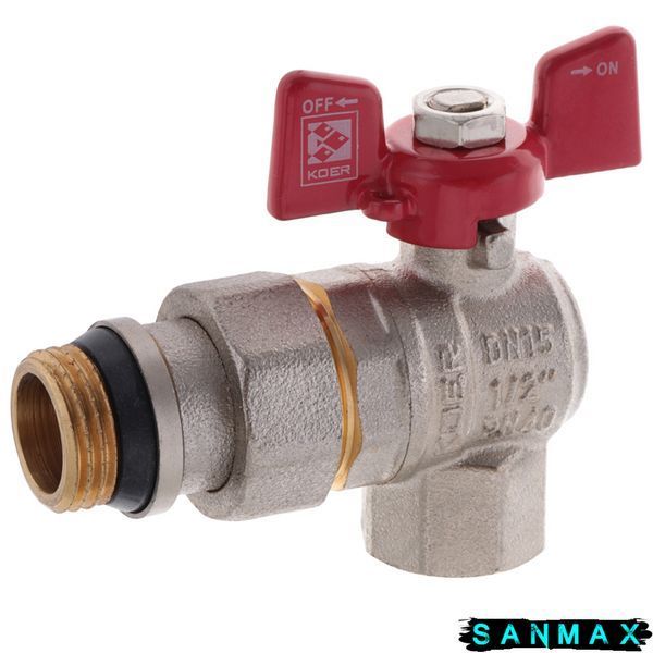 Кран з американкою кутовий 1/2 "антіпротікання" Koer KR.228-Gi Червоний метелик (KR0196) KR0196 фото