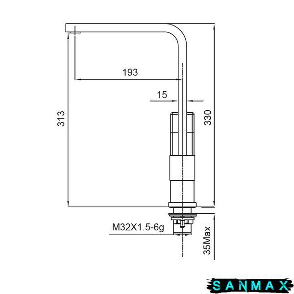 Змішувач для кухні на гайці Koer KB-70010-01 (KR3488) KR3488 фото