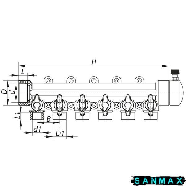 Колектор 6-way з кульовими кранами 40x20 PPR Koer K0173.PRO 18 (KP0223) KP0223 фото