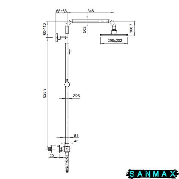 Душова система термостатична Koer KB-53011-01 Хром (KR4722) KR4722 фото