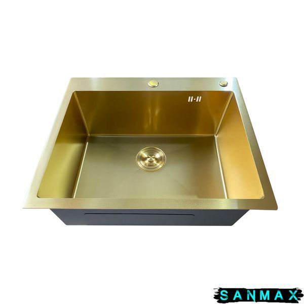 Кухонна інтегрована мийка Mixxus MH6050 Micro Decor Brushed Gold (3.0/0.8) Нерж Матове Золото (MI8222) MI8222 фото