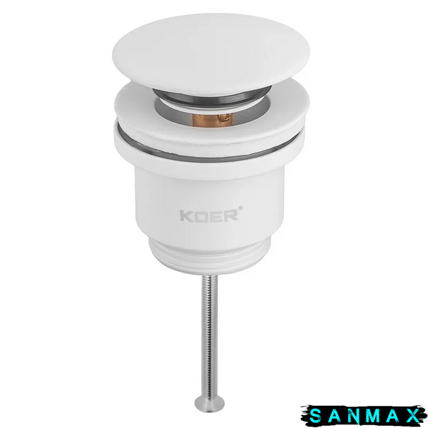 Донний клапан для умивальника універсальний Koer PW-01-03 Білий (KR3402) KR3402 фото