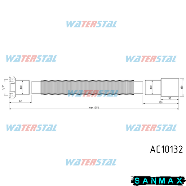 Гнучка труба 1 1/2х40/50 1350 мм Waterstal (AC-10132) AC-10132 фото