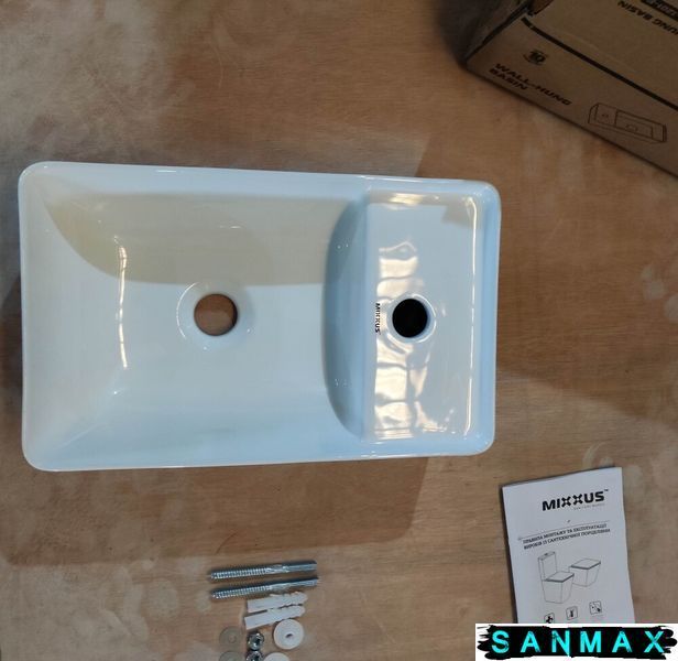 Раковина підвісна Mixxus Premium Quadro-1201-R 430х265х135mm з отвором під змішувач та переливом (MP6504) MP6504 фото