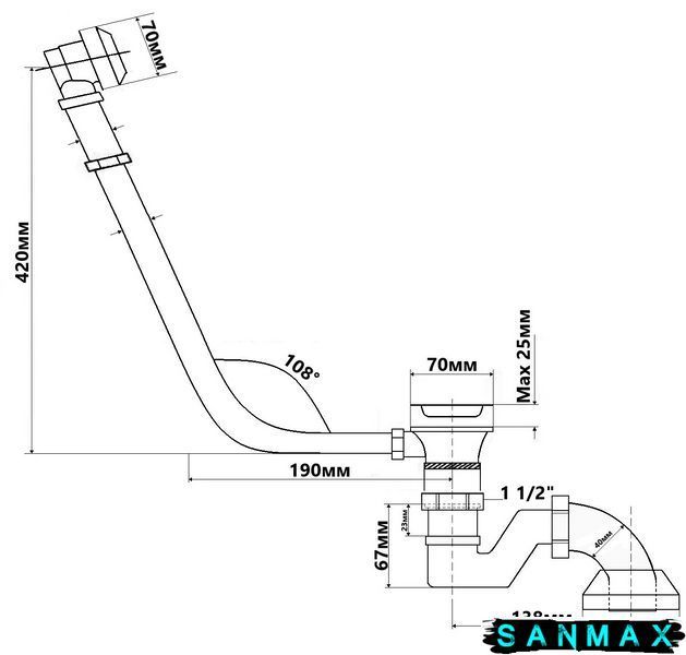 Сифон для ванни бронза антична 260 (276AB) 260AB фото