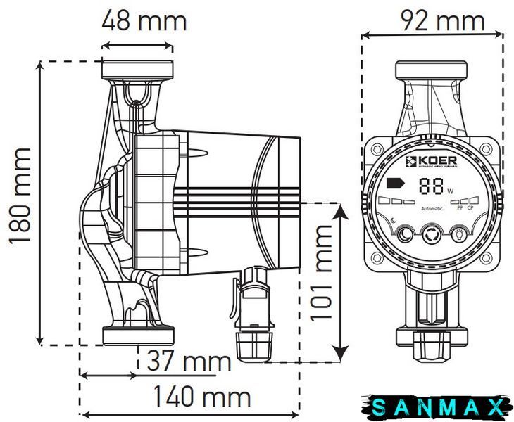 Насос циркуляційний енергозберігаючий Koer KP.N25/4-180 (KP0246) KP0246 фото