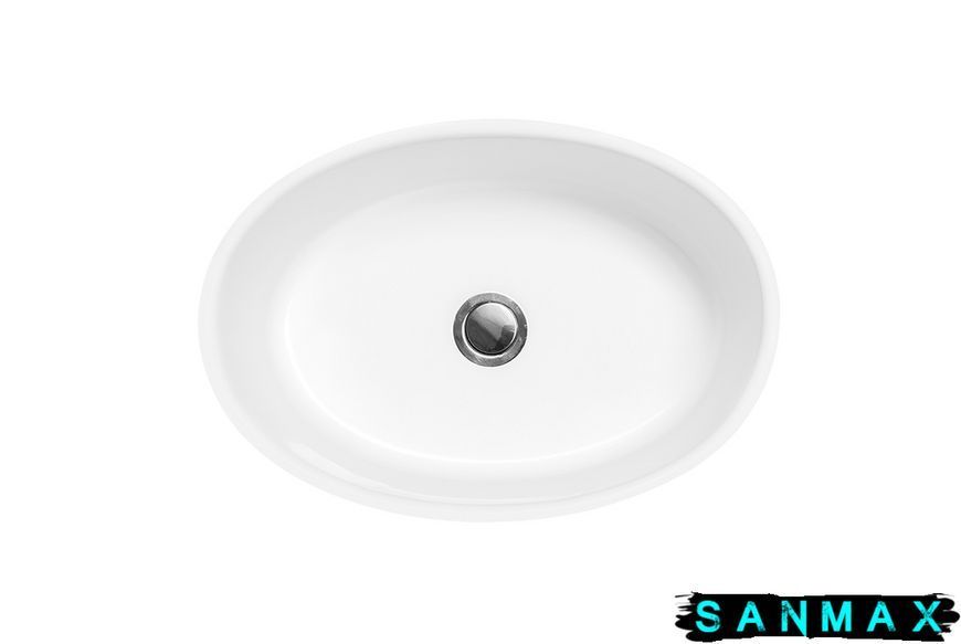 Умивальник на стільницю Besco Uniqa білий 32х46 клік-клак хром #UMD-U-NB фото