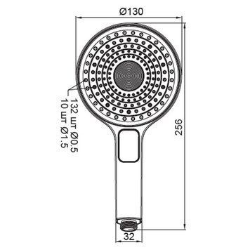 Лійка ручна для душу Koer KP-0403-03 (3 режими) Біла Чорна (KR4995) KR4995 фото