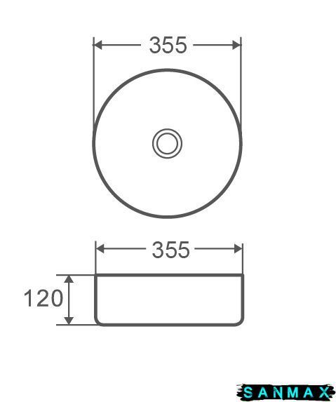 Умивальник накладний керамічний Mixxus Premium Topper-0101 355x355x120mm (MP6489) MP6489 фото