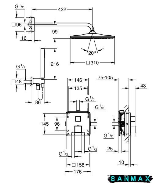 Вбудована душова система Grohe Grohtherm Cube (34868000) 34868000 фото