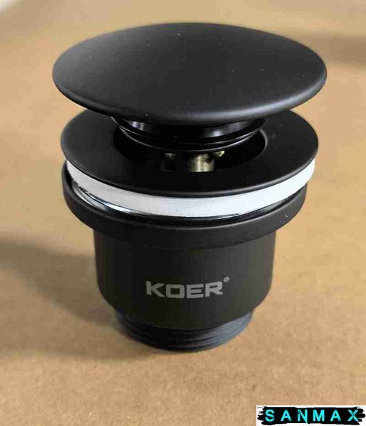 Донний клапан для умивальника універсальний Koer PW-01-05 Чорний (KR3403) KR3403 фото