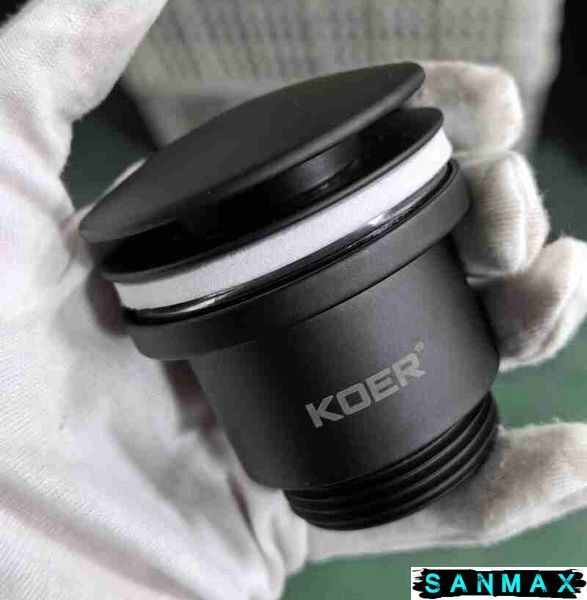 Донний клапан для умивальника універсальний Koer PW-01-05 Чорний (KR3403) KR3403 фото