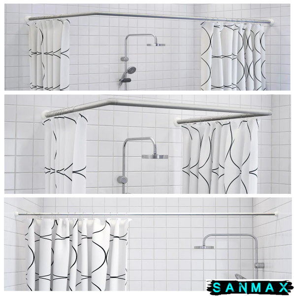 Штанга для шторки П-подібна універсальна Zerix CRS-U-80x80x80 80x80x80cm, 80x160cm, 240cm (нержавіюча сталь) (блістер) (ZX6102) ZX6102 фото